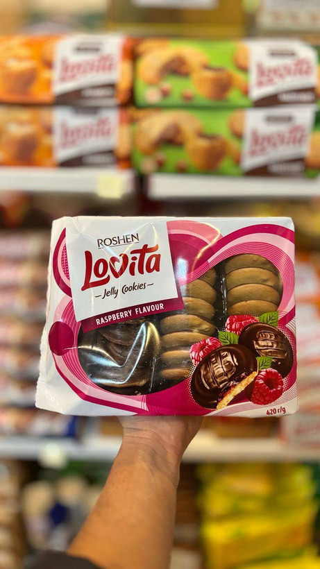 بیسکوییت لاویتا با لایه ژله تمشک و روکش شکلاتی(420gr)