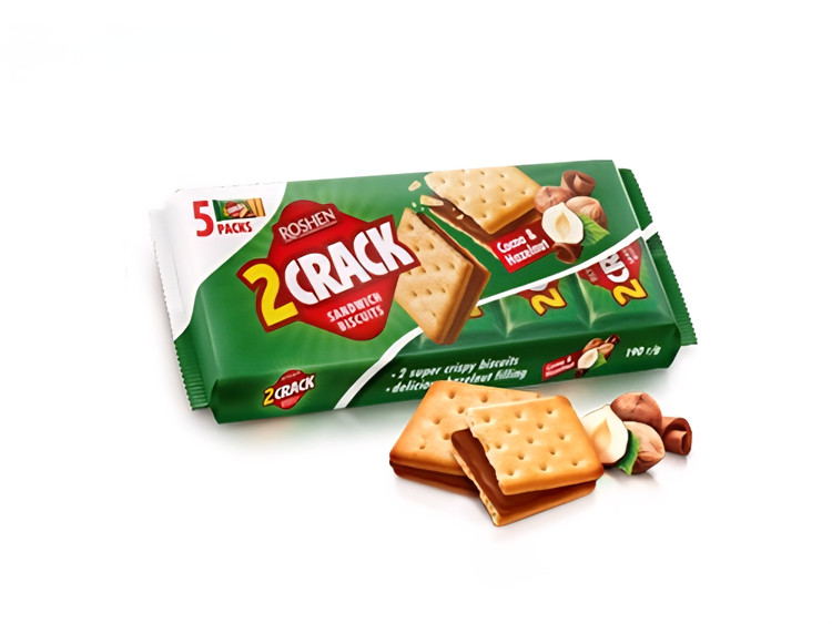 کراکر ساندویچی تو کراک کرم شکلاتی روشن(۱۹۰گرمی)